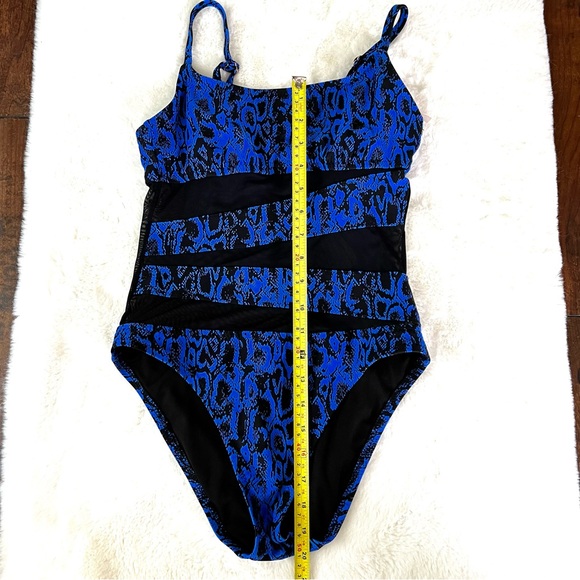 Shade & Shore Snakeskin Mesh Detailing Blue and Black One Piece Swimsuit Size S - Picture 11 of 13
